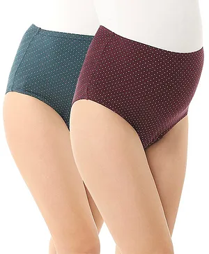 Bella Mama Cotton Elastane High Coverage Dot Print Panty Set Pack Of 2 (Colour May Vary)