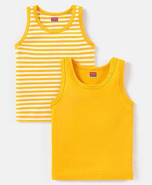 Babyhug 100% Cotton Sleeveless Sando Solid Pack of 2 - Yellow