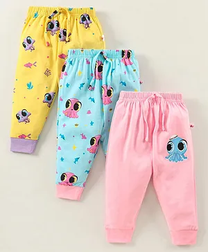 BUMZEE Sea Theme Pack Of 3 Baby Octopus & Star Printed Pyjamas - Yellow Pink & Sky Blue