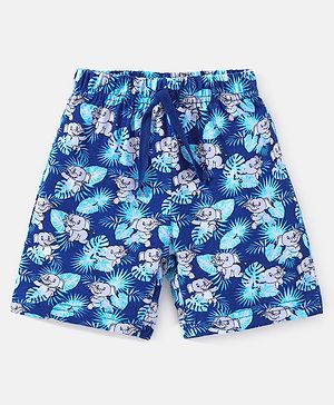 Babyhug Cotton Mid Thigh Length Elephant Print Shorts - Navy Blue