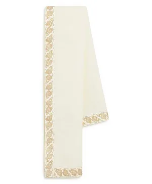 Tiber Taber Fish Boarder Printed Angvastram - Cream