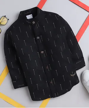 BAATCHEET Full Sleeves Magic Stick Printed Shirt - Black