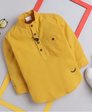 BAATCHEET Full Sleeves Solid Short Kurta - Yellow