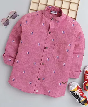 BAATCHEET Full Sleeves Abstract Printed Shirt - Pink