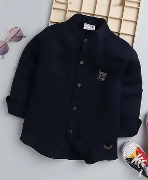 BAATCHEET Full Sleeves Panda Patch Shirt - Navy Blue