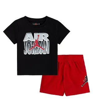 JORDAN Kids Half Sleeves Jumpman Static Mesh Tee And Short Set - Red