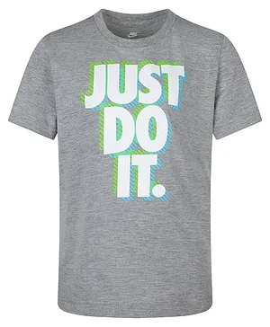 Nike Half Sleeves Just Do It 3D Printed Tee - Grey
