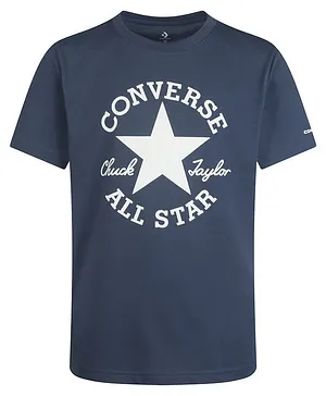 Converse Half Sleeves Dissected Chuck Patch Printed All Star Tee - Navy Blue