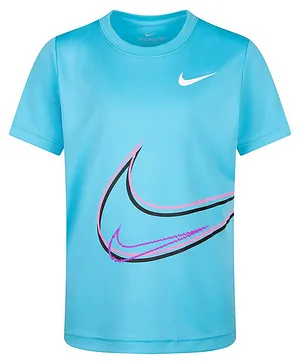 Nike Short Sleeves Swoosh Distortion Tee - Blue