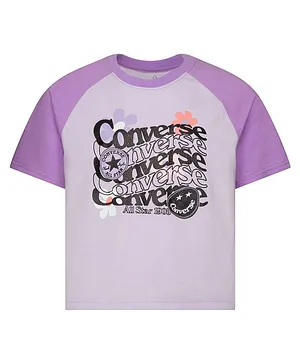 Converse Short Sleeves Floral Graphic Boxy Tee - Violet Purple