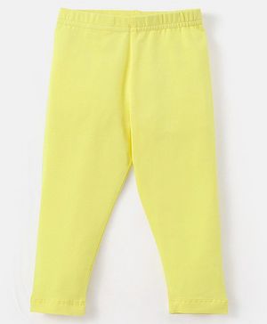 Babyhug Cotton Lycra Full Length Solid Color Leggings - Yellow