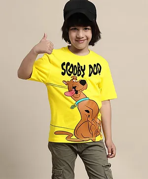 Kidsville Half Sleeves Scooby Doo Theme T Shirt - Yellow