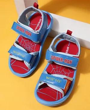 Kidsville Marvel Avengers Super Heroes Featuring Spider Man Web Printed Velcro Closure Sandals - Blue