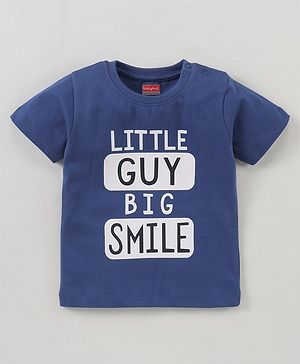 Babyhug Cotton Half Sleeves Text Print T-Shirt - Blue