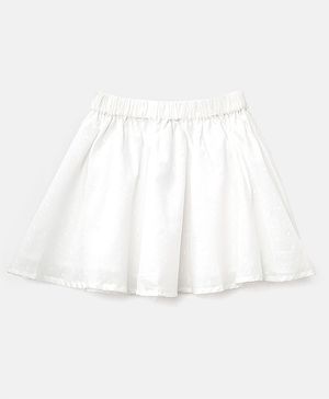 Aww Hunnie 100% Cotton Solid Flared Skirt - White