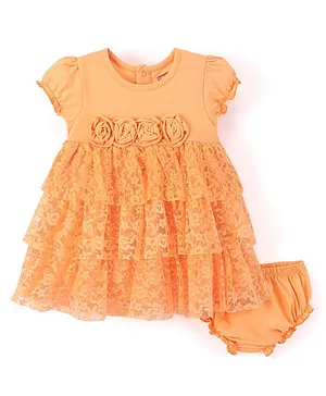 Solid, Girls, Orange, 2-4 Years - Frocks and Dresses Online