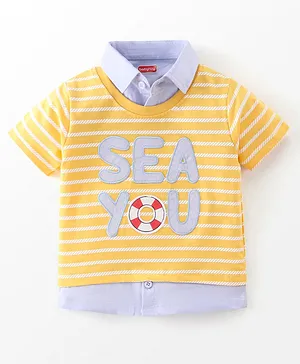 Babyhug Cotton Half Sleeves T-Shirt Sea You Print - Yellow