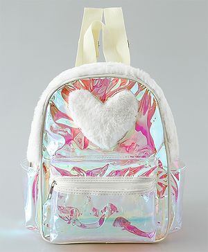 Pine Kids Free Size Fashion Backpack With Heart Applique - White