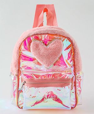 Pine Kids Free Size Fashion Backpack With Heart Applique - Pink