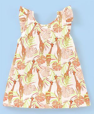 Babyhug 100% Cotton Sleeveless Tee with Bow At Back & Frill Detailing - Off White