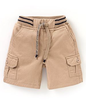 Babyhug Cotton Knee Length Bermuda Solid Colour - Beige