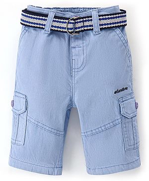 Babyhug Cotton Knee Length Stretchable Jamaican Solid - Light Blue