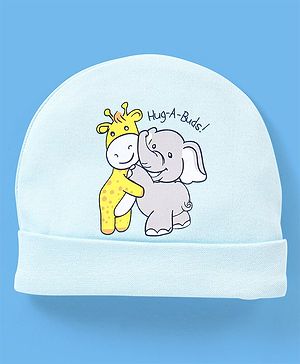 Babyhug 100% Cotton Animal Print Cap - Blue