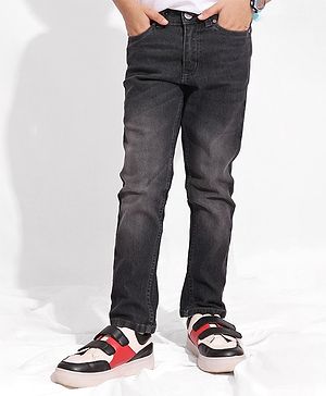 Pine Kids Full Length Cotton Elastane Washed Black Jeans - Grey