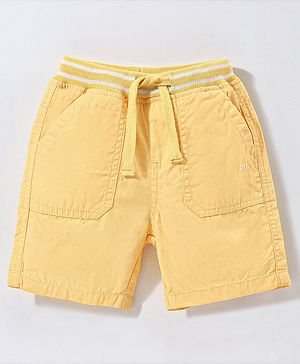 Babyhug 100% Cotton Woven Knee Length Solid Bermuda - Yellow