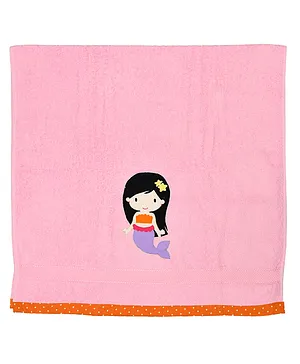 Polkas & Stripes Bath Towel  Mermaid Design - Pink