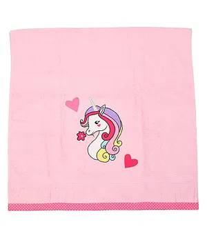 Polkas & Stripes Bath Towel Rainbow Unicorn Design - Pink
