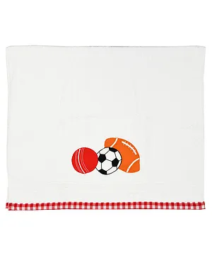 Polkas & Stripes Bath Towel Balls Design -  White