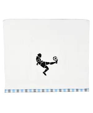 Polkas & Stripes Bath Towel Football Design - White