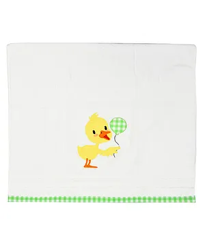 Polkas & Stripes Bath Towel Chick Design - White