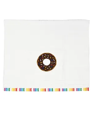 Polkas & Stripes Bath Towel Donut Design - White