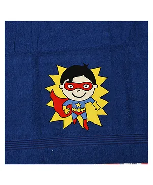Polkas & Stripes Bath Towel Superhero Design - Blue