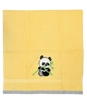 Polkas & Stripes Bath Towel Panda Design - Lemon