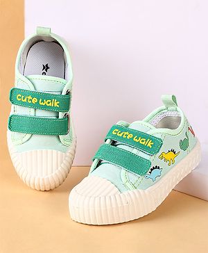 Cute Walk by Babyhug Velcro Closure Dino Printed Casual Shoes - Green