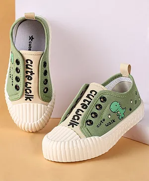 Cute Walk by Babyhug Slip On Dino Printed Casual Shoes - Green