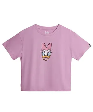 The Souled Store Mickey & Friends Featuring Half Sleeves Daisy Duck Printed Tee - Lavender