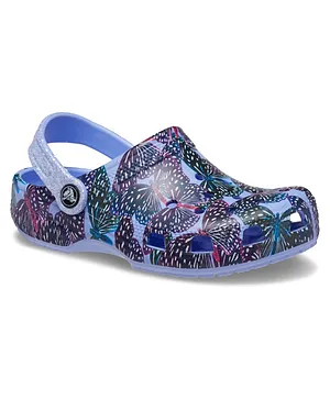Crocs Seamless Butterfly Printed Perforated Sling Back Clogs - Blue