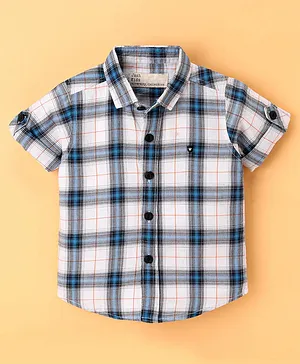 Jash Kids Half Sleeves Checked Shirt- Blue