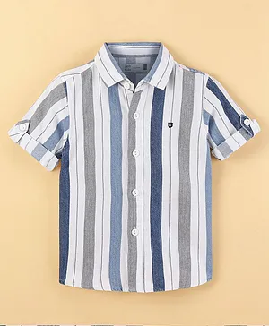 Jash Kids Half Sleeves Striped Shirt - Indigo