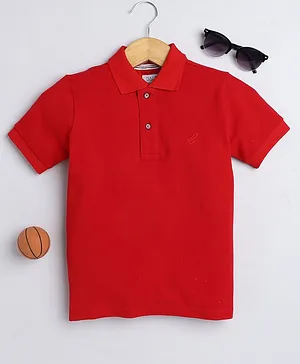 DALSI Half Sleeves Pique Solid Polo Tee - Red