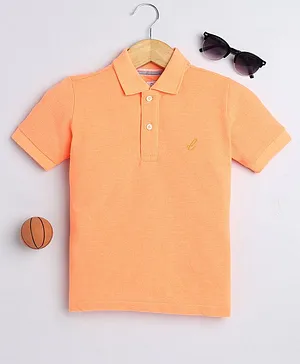 DALSI Half Sleeves Pique Solid Polo Tee - Orange