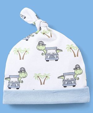 Babyhug 100% Cotton Cap Dino Printed - White