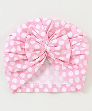 Babyhug Cotton Elastane Cap with Bow Applique - Pink
