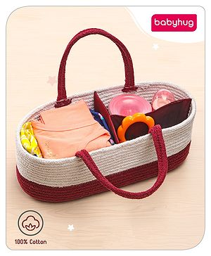 Babyhug Braided Caddy Bag- Maroon White