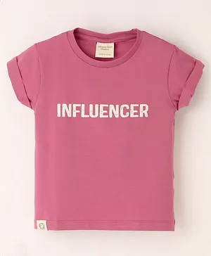 Ollypop Sinker Half Sleeves T-Shirt Text Print- Pink