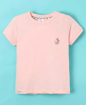 Ollypop Half Sleeves Sinker T-Shirt Boat Printed - Pink